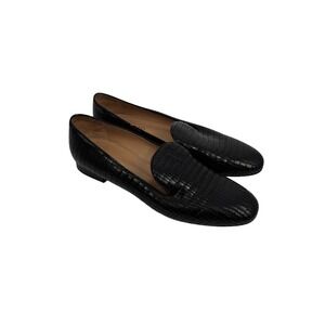 Poletto Loafers Womens Size 41 Black Croc Embossed Leather Vero Cuoio Slip On